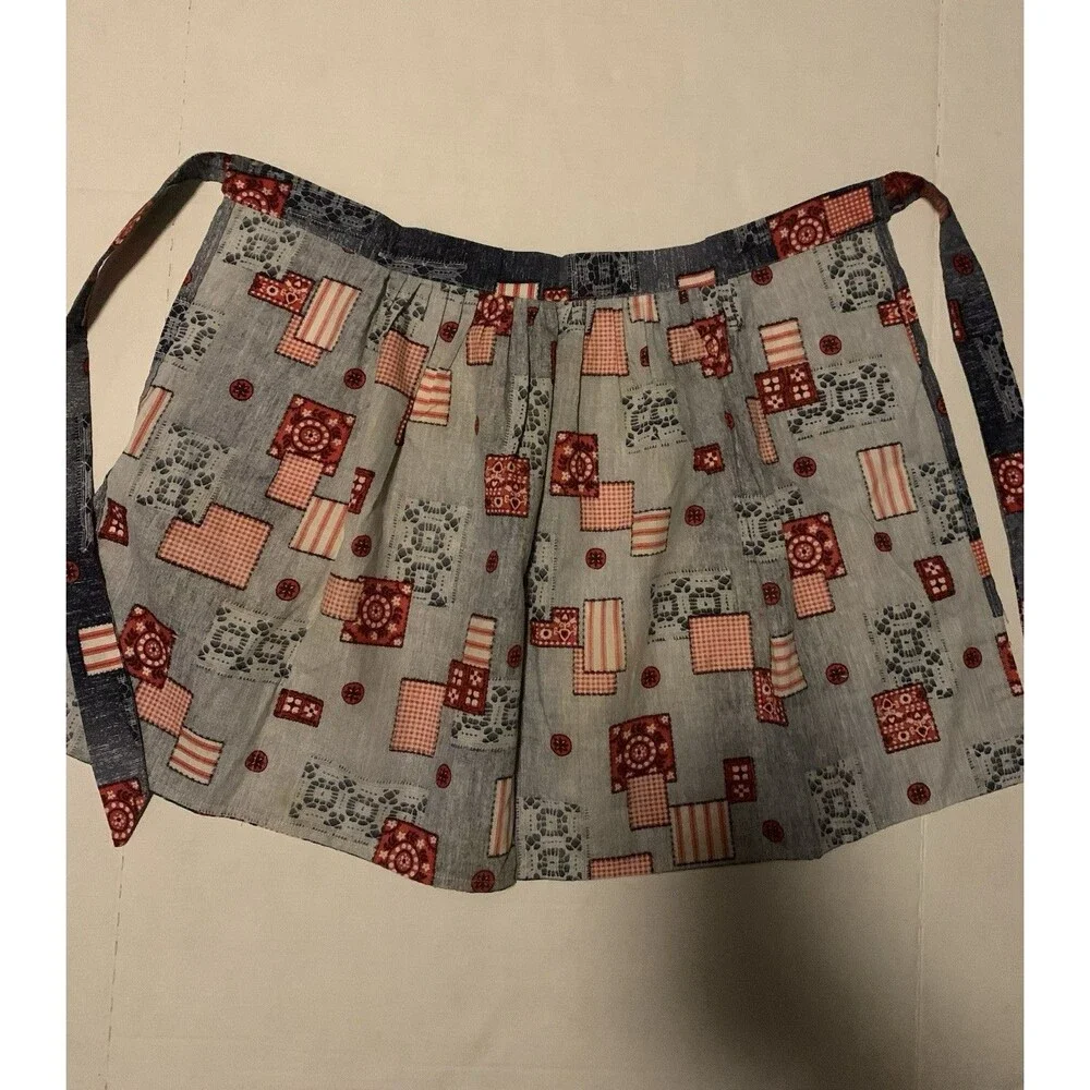 Vintage Skirt Apron Red White Blue 4th Of July Summer Baking Cottage Americana